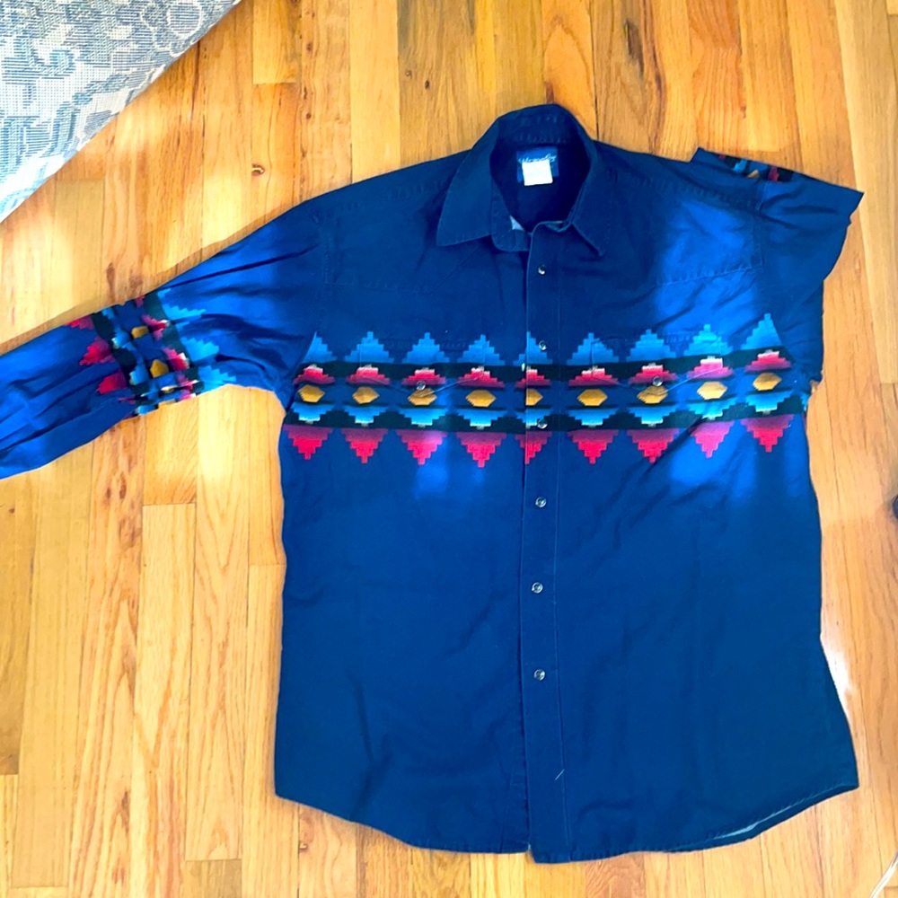 Cattle-core vintage western snap front long sleeve shirt. - Picture 1 of 3